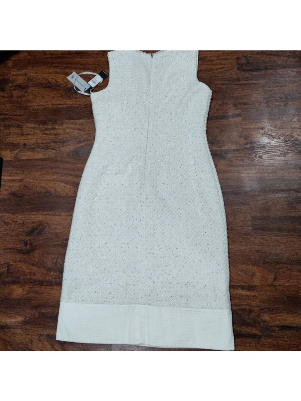 NWT Karl Lagerfield Paris Tweed Preppy Formal Shift Dress White Womens Size 10 - Picture 9 of 15